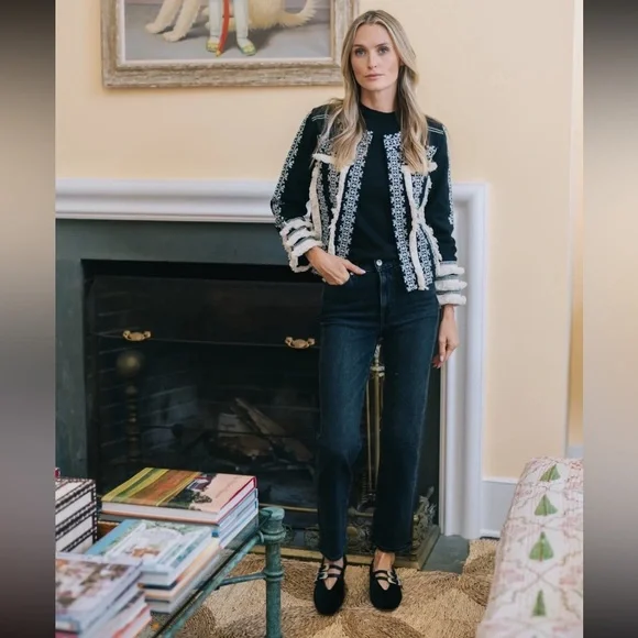 Julia Amory Black Fringe Jacket Medium NWT rare - Picture 2 of 3